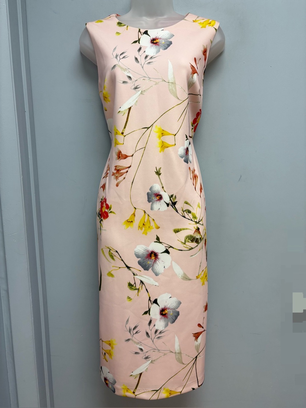 Catherine Catherine Malandrino Floral Sheath Midi Dress NWT Pink Sleeveless M